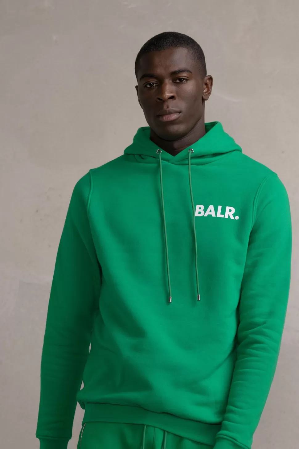 Kapuzenpullover*BALR. Brand Straight Small Logo Hoodie Putting Green/Bright White