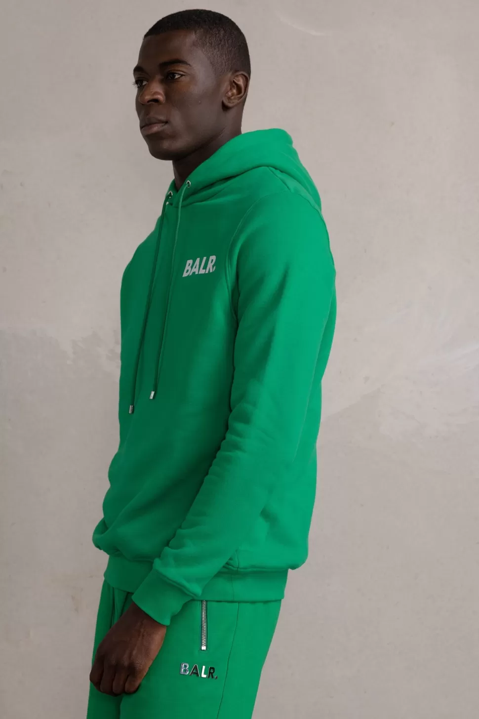 Kapuzenpullover*BALR. Brand Straight Small Logo Hoodie Putting Green/Bright White