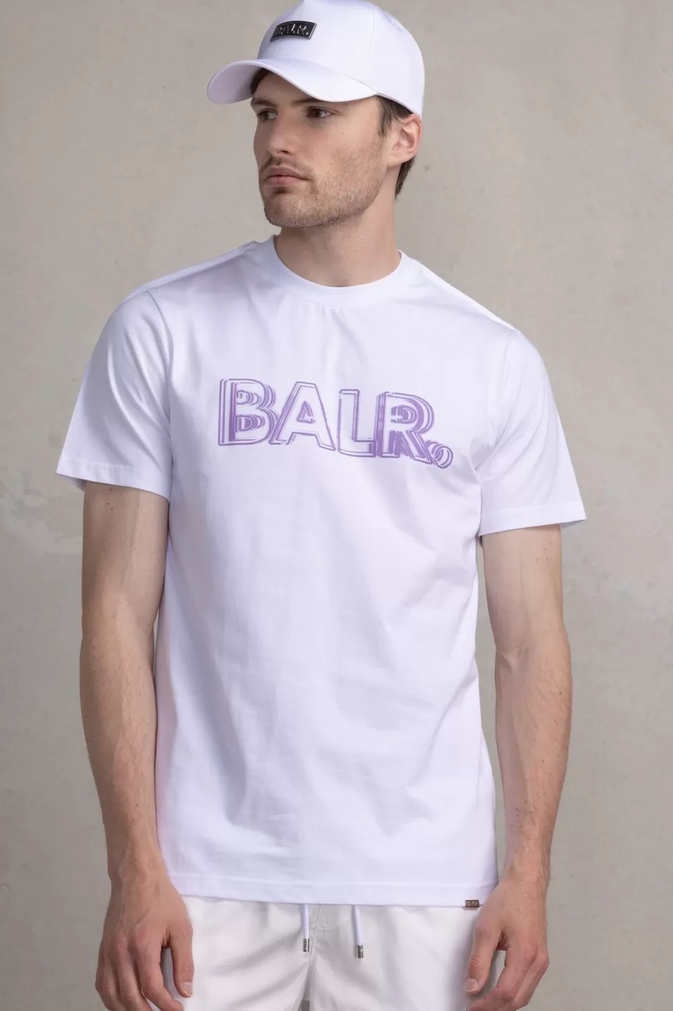 T-Shirts*BALR. Olaf Straight Neon Brand T-Shirt Bright White/Paisley Purple