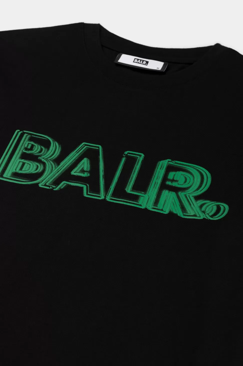 T-Shirts*BALR. Olaf Straight Neon Brand T-Shirt Jet Black/Putting Green