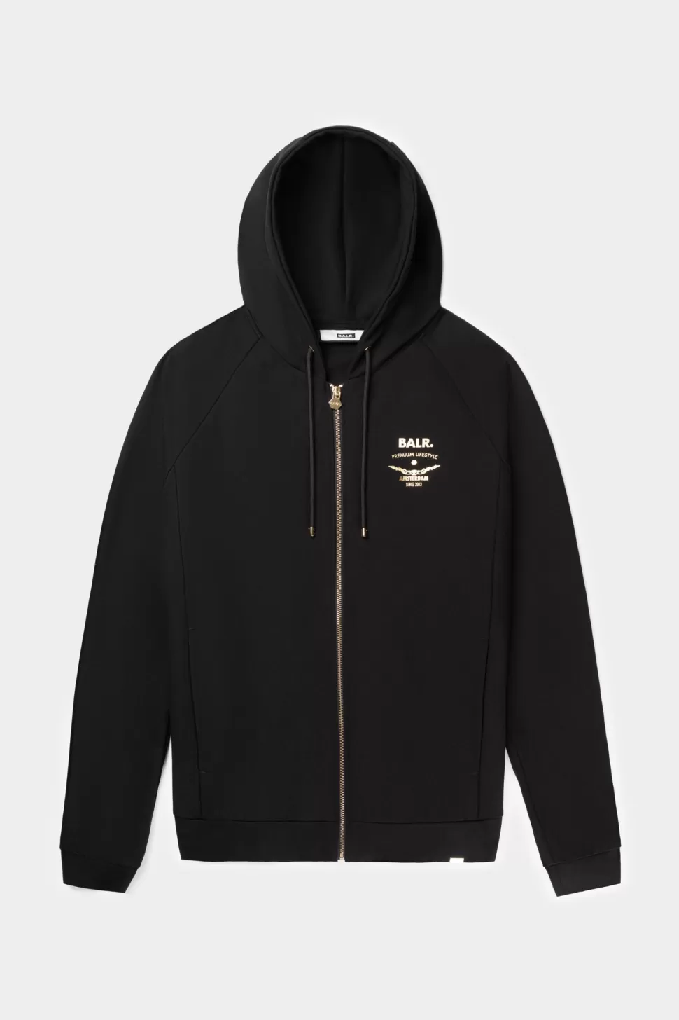 Sweatshirts*BALR. Rani Zip Gold Emblem Hoodie Jet Black